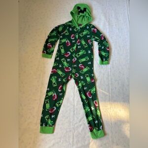 Minecraft Playful Green Kids Footie Pajamas with Hood size M (8-10)
